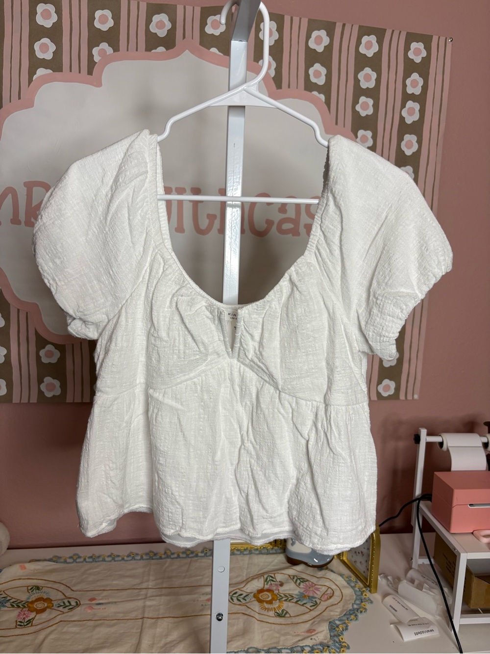 White Puff-Sleeve Peasant Blouse - Women